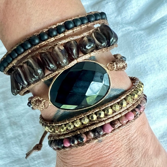 Love + Protection ONYX + Rhodonite Wrap Bracelet - Picture 6 of 11